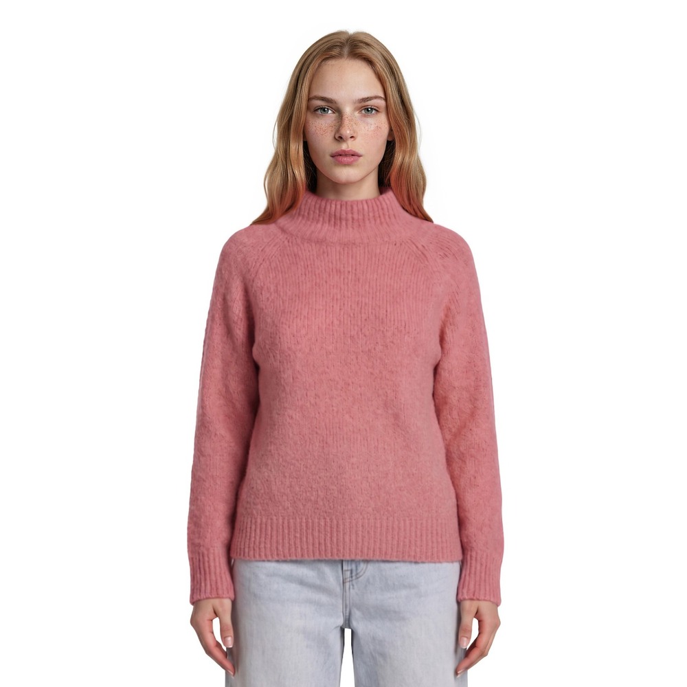 Moth Anthropologie Funnel Neck Sweater Women's Size Medium Pink Wool Alpaca Cozy